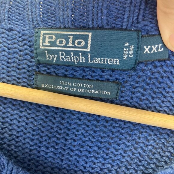Polo Ralph Lauren Heavy Knit Sweater Mens XXL Blue Cotton Preppy Crew Old Money - Picture 4 of 13